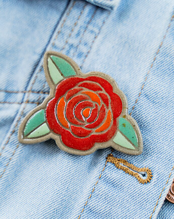 Ceramiczna broszka RÓŻA, rękoczyny