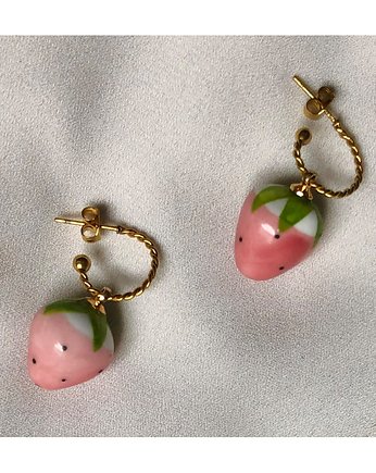 Kolczyki ze stali i ceramiki Truskawki, MaLa Jewellery