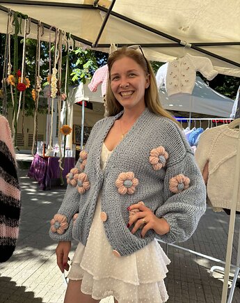 Kardigan z kwiatami, OKSI_KNIT