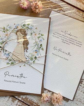 Kartka komunijna ręcznie robiona życzenia na komunię