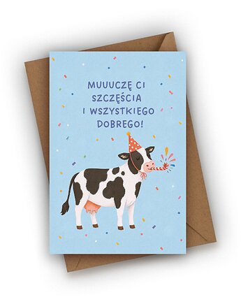 Kartka urodzinowa- Muuuczę Ci szczęścia i wszystkiego dobrego!, Czarna Owca Karteczki