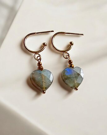 Kolczyki serduszka : LABRADORYT : wyjątkowy prezent, kaktusia