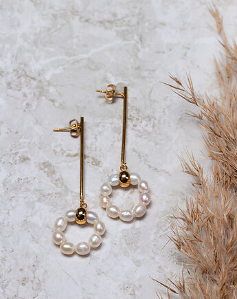 Kolczyki pozłacane z perłami, baj.KA