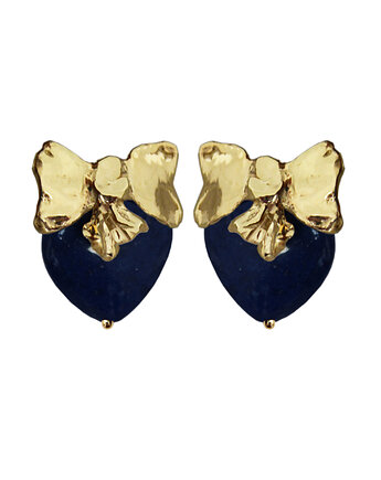 Kolczyki srebrne Kokardy - granatowe jadeity, Ker Jewellery
