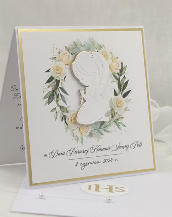 Kartka na komunię z ozdobną kopertą, LG 119, Anna Art and Crafts