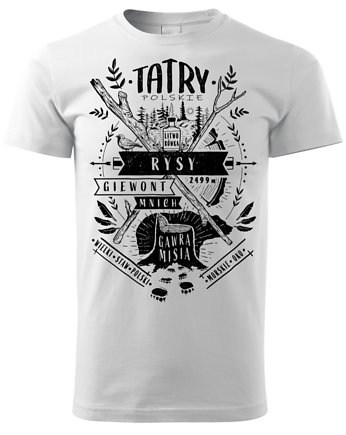 Tatra Art - Tatry Polskie koszulka t-shirt biały męski tatromaniak, Tatra Art