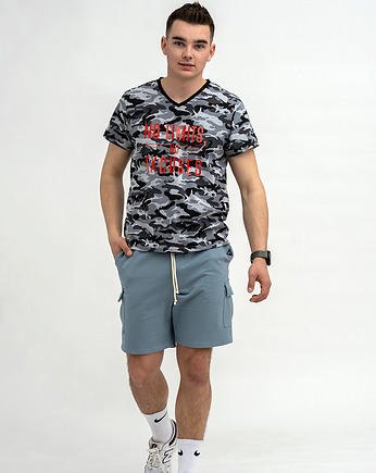 T-shirt męski  moro do V z nadrukiem, 3 for U