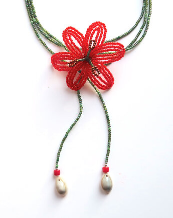 Czerwona  Lilia - naszyjnik choker, Hibiscus