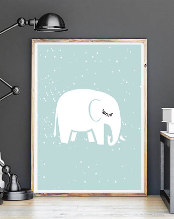 plakat biały słoń, MUKI design