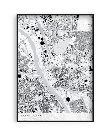 Plakat Mapa Pragi-Północ, dzielnice Warszawy, PLAKATY GEOMETRYCZNE