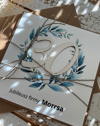Ręcznie robiona kartka na 30 jubileusz firmy z personalizacją (30-lecie dział, sorte