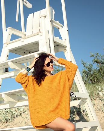 Sweter handmade oversize  z wełną, Mademoiselle Patrini