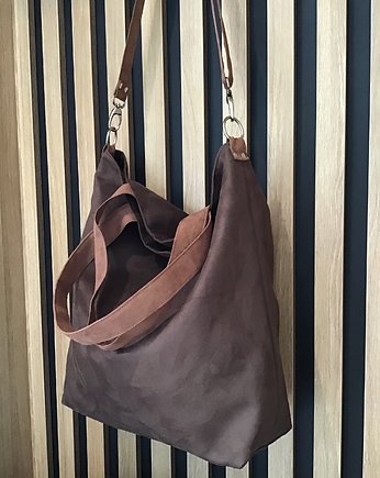 Torba na ramię XXL - ciemny brąz, karmel, PRACOWNIA 166