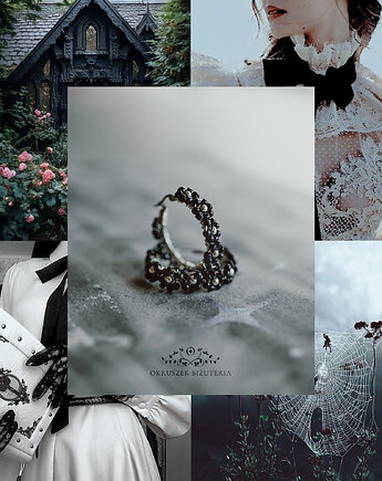 Kolczyki Pratum, czarne kwiaty, Okruszek Biżuteria