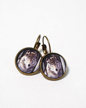 Kolczyki - Szary wilk - antyczny brąz, yenoo