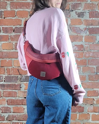 Nerka "Haru" czerwona ekoskóra mix vegan, hairoo