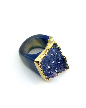 InspiRING 1/4 Gold Kobalt rozmiar 12, Brazi Druse Jewelry