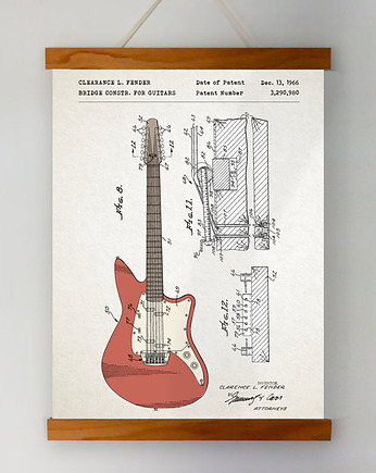 Gitara elektrycza Fender patent - plakat A3, minimalmill