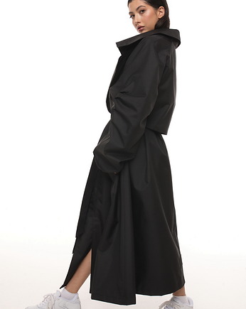 Płaszcz typu trencz maxi oversize czarny, OSOBY - Prezent dla przyjaciółki