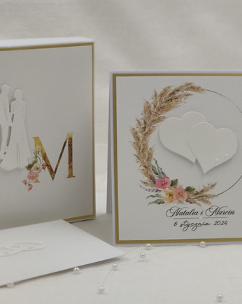 Kartka ślubna w pudełku z inicjałami Młodej Pary, WB 3A, Anna Art and Crafts
