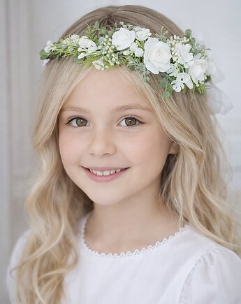 Wianek komunijny dla dziewczynki zieleń,boho na gałązkach, Petite Dame