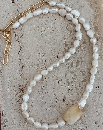 Naszyjnik z Pereł Naturalnych i Cytrynu, Chmolowska Jewellery