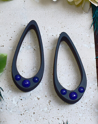 Tunele do uszu 25-100mm / wydłużone łezki z kamieniami / lapis lazuli, Spirit Of Copper