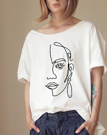 Lineart twarz Biały Oversize, ONE MUG A DAY