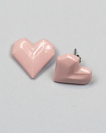 Kolczyki z Porcelany Origami Serce Różowe, StehlikDesign