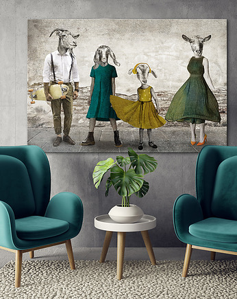 Obraz na płótnie -KOZY Z CÓRKAMI 120x80cm, LUdesign gallery
