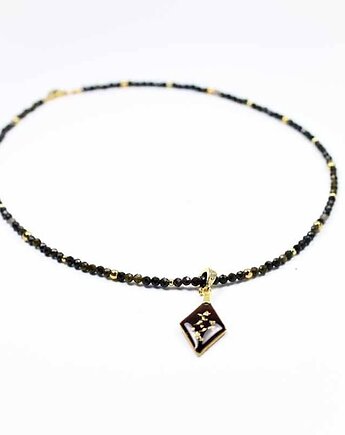Naszyjnik brązowy obsydian z rombem ?, Lovely Jewellery
