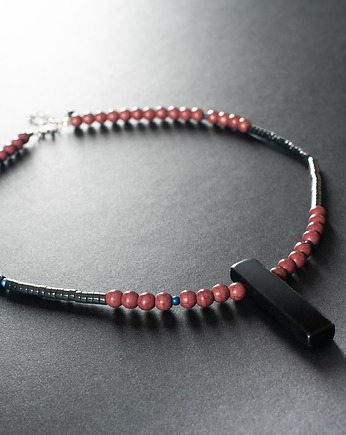 Naszyjnik z jaspisem cesarskim i pirytem. [SN14], Anillito