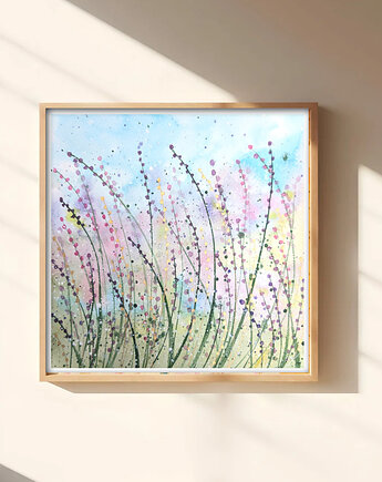 Oryginalna akwarela. Kolorowa łąka 23x23cm, Malgorzata Domanska