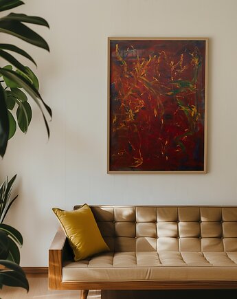 Ciemnoczerwony Abstrakcyjny Plakat Fine Art, Tapety Artystyczne Dartl