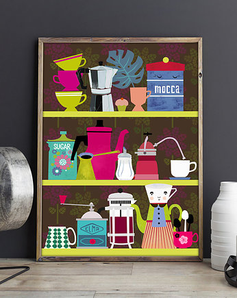 Kuchenne półki - plakat - art giclee, minimalmill