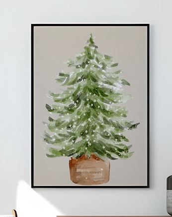 Plakat Swiąteczny na ścianę A3 Minimalistyczny Plakat nowoczesny Choinka, Kalibri Arts