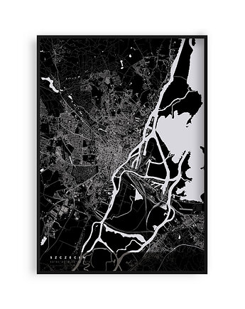 Szczecin - mapa miasta  plakat z mapą Szczecina, PLAKATY GEOMETRYCZNE