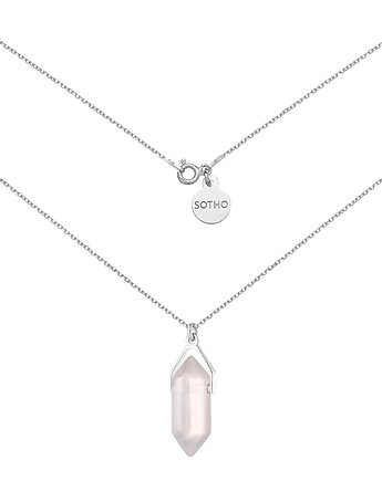 Srebrny naszyjnik z małym agatem szarym, SOTHO