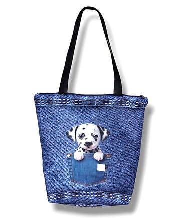 Torba shopper na zakupy torba na ramię torebka  z psem dalmatyńczyk, Uszyciuch