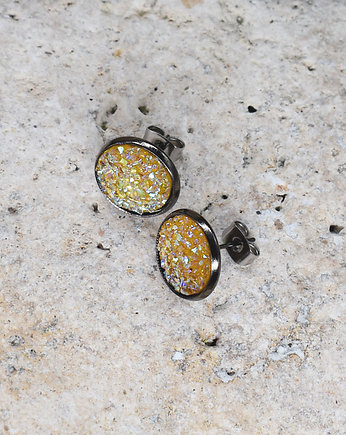 Stalowe kolczyki wkrętki z druzami boho, Spirit Of Copper