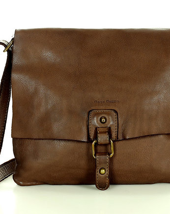 Torebka skórzana listonoszka stylowy minimalizm ala messenger leather bag - M, Marco Mazzini
