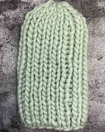 Zimowa czapka z wełny z Peru pastelowa mięta, Made by Jaga