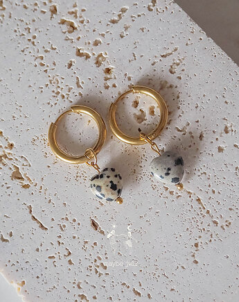 Kolczyki 2w1 z zawieszką z kamienia naturalnego, MAYBEJWLR