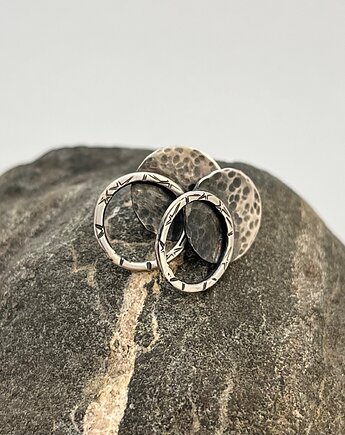 Podwójne koła - Srebrne kolczyki, meduska