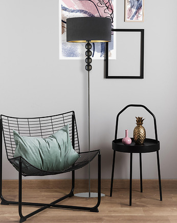 Czarna lampa podłogowa do czytania BERMUDY VELUR, LYSNE