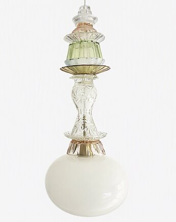 Lampa wisząca szklana artdeco prl vintage retro żyrandol, .fija.