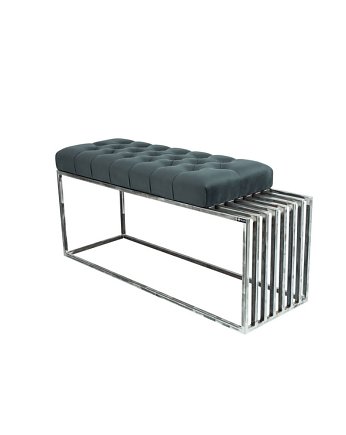 Ławka Metalowa Loft Siedzisko Pikowane Grafit LPM-18, EMRA WOOD DESIGN