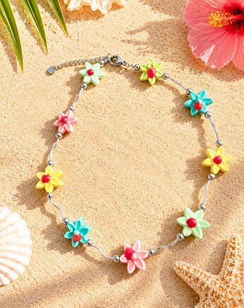 Choker Tropical Flowers , Blask Natury