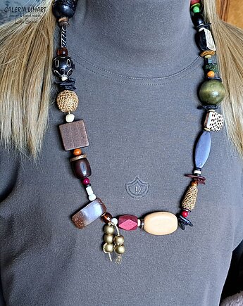 Niezwykły naszyjnik w stylu ETNO i cudnych kolorach jesieni UNIKAT handmade, Galeria Limart