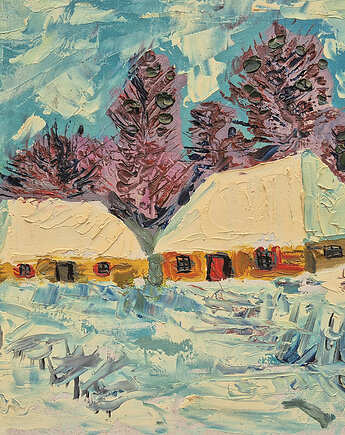 Obraz do salonu portret zimowa cisza, alice oil on canvas